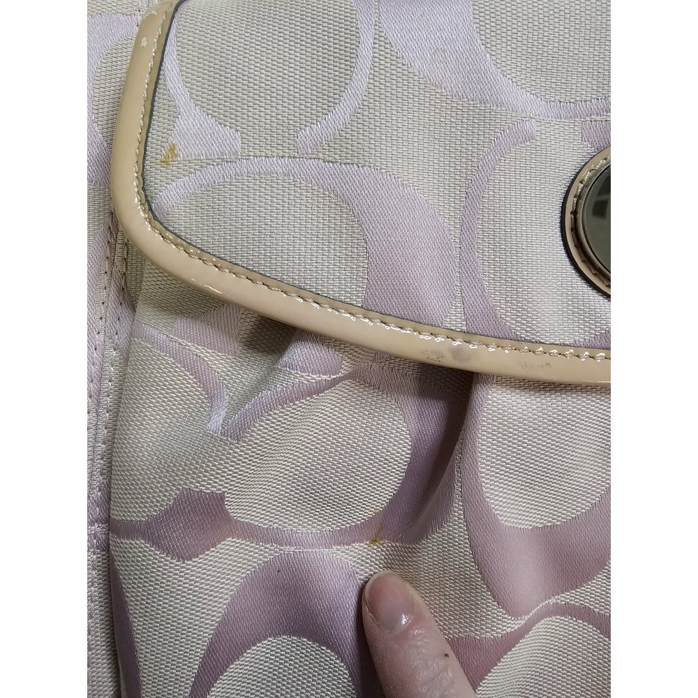 Vintage Pink Coach Signature Optic Leah Shoulder Tote Bag - Picture 12 of 14